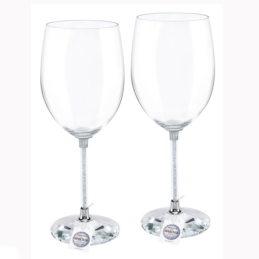 Wine glasses with Swarovski crystals in stem